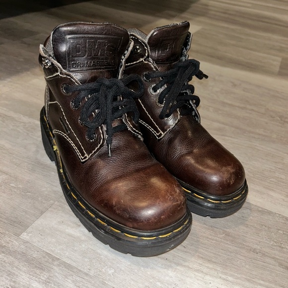 Dr martens vintage brown leather combat boots size 5 - Picture 1 of 9